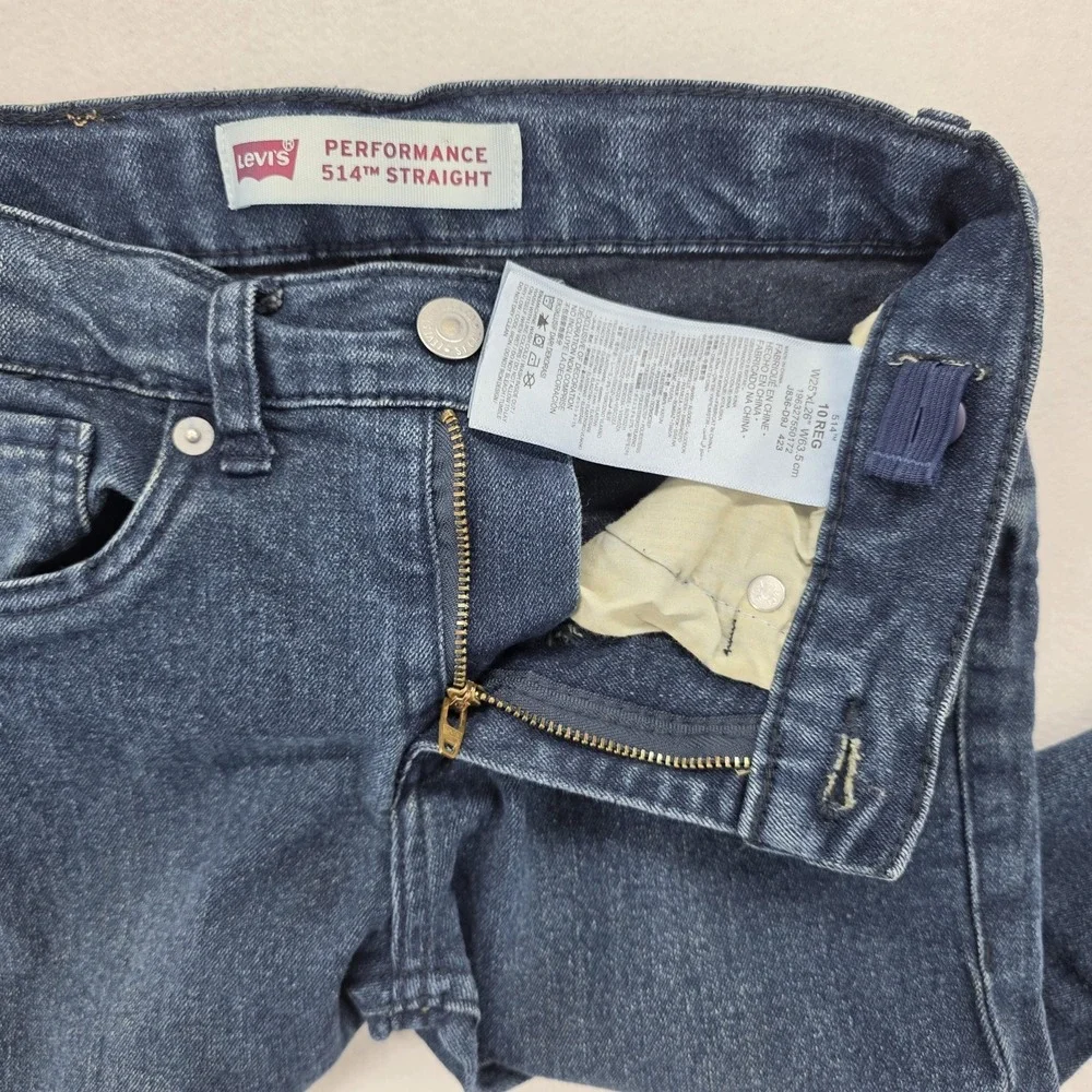 Levis 514 Boys 10 Straight Fit Jeans Blue Adjustable Waist 23x25 Performance